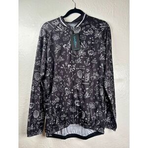 NWT Cycle Run Black Tattoo Graphic Long Sleeve Cycling Jersey 3XL Full Zip